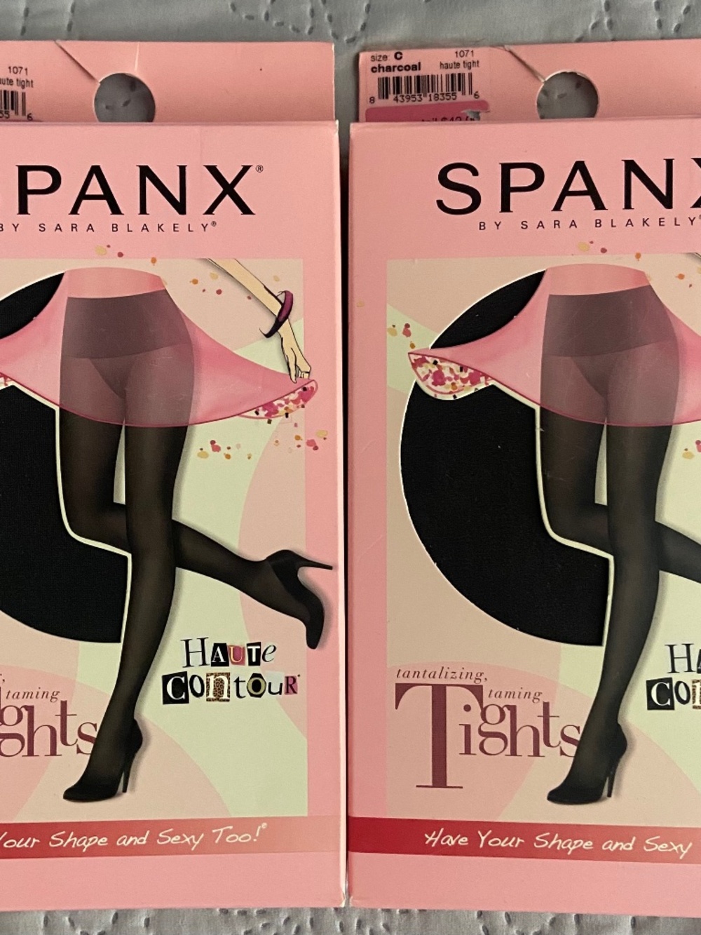 SPANX C Charcoal Sara Blakely Black Haute Tights NEW Box Two tantalizing taming